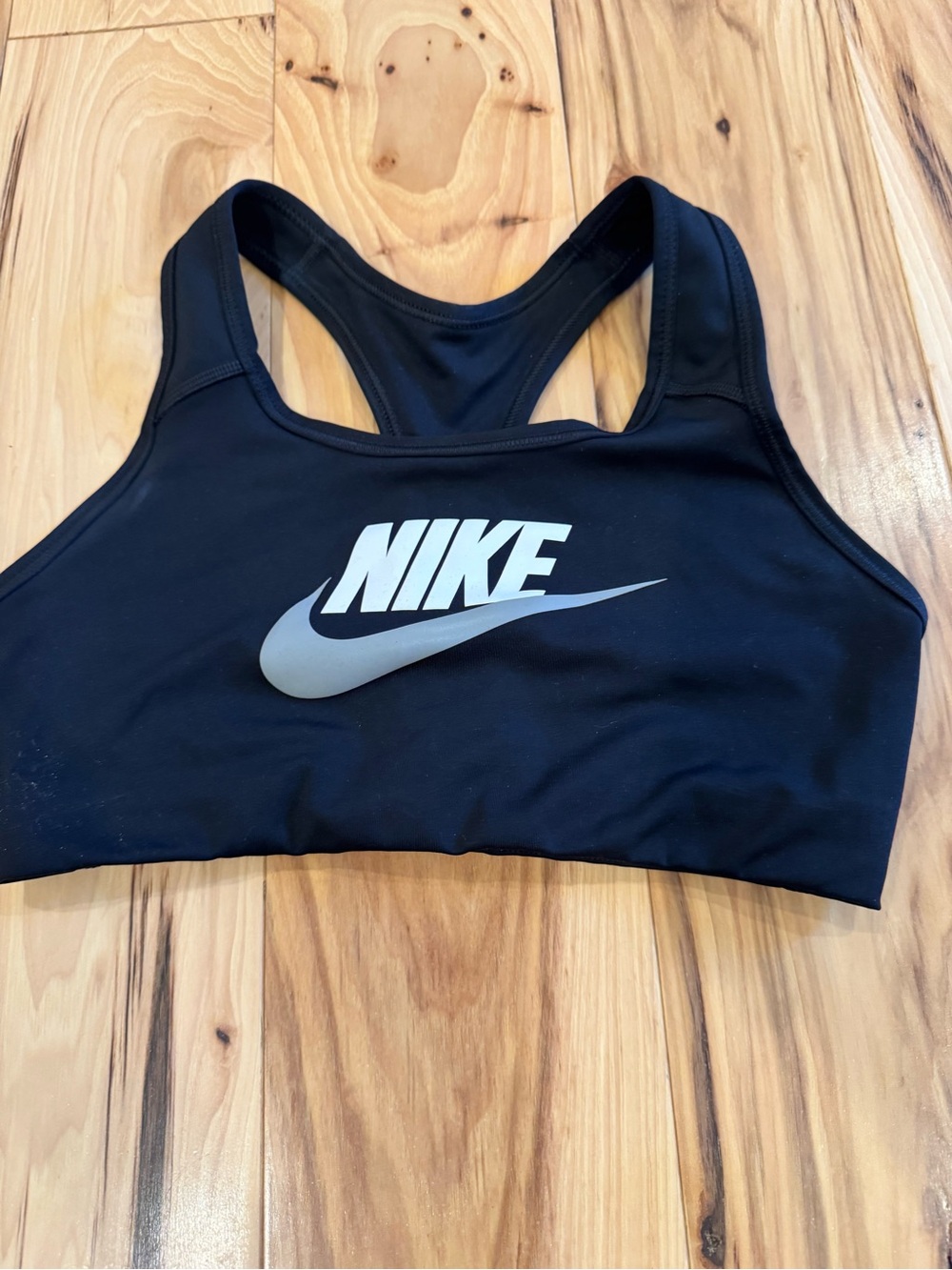 Nike Black Racerback Sports Bra with White Logo